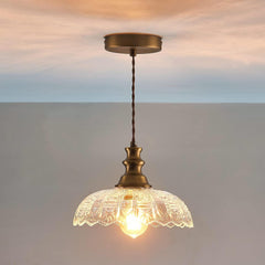 1-Light Pendant Light with Oil Rubbed Bronze Metal Glass Shade and Adjustable Cord Industrial Ceiling Hanging Light