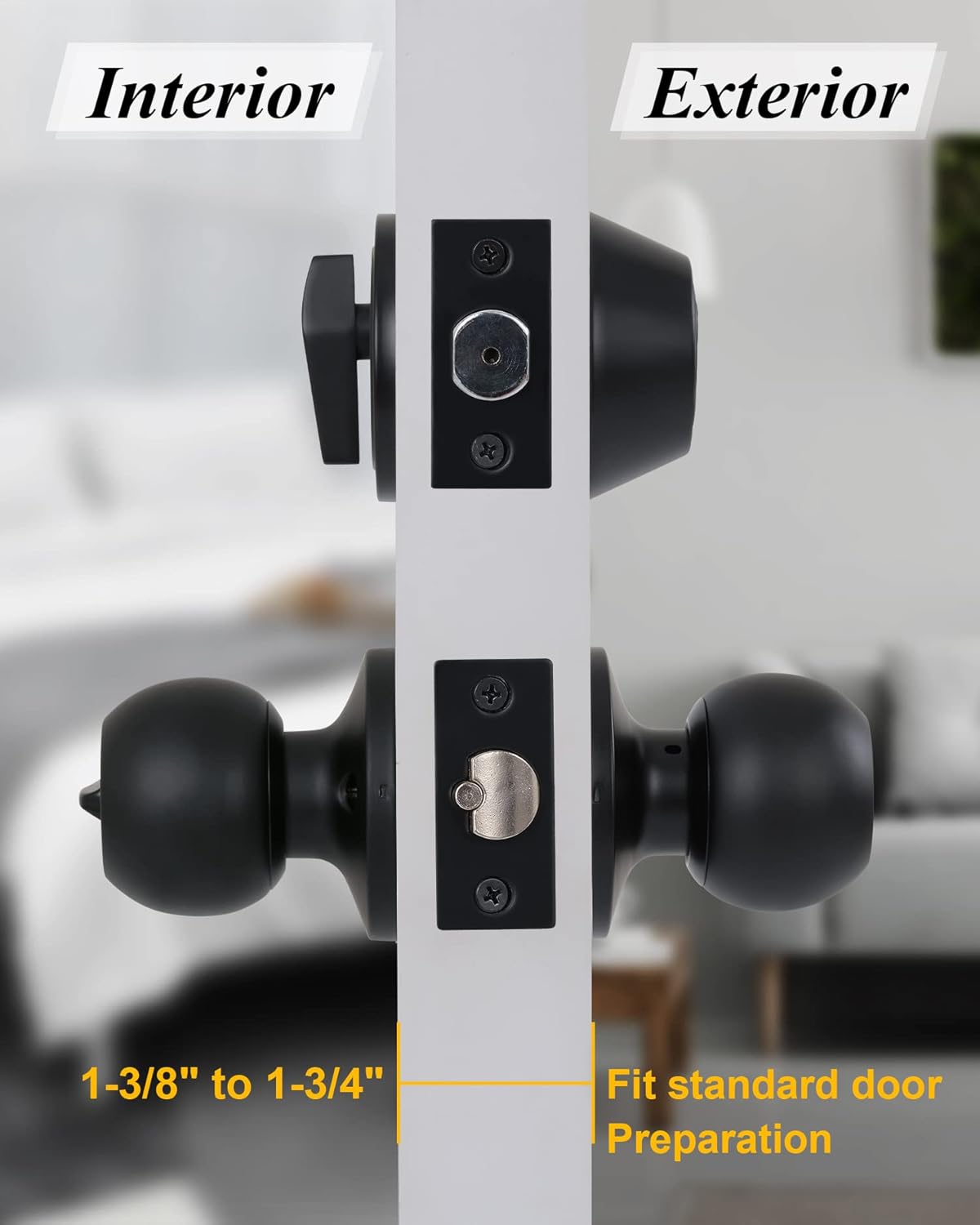 (2 Sets) All Keyed Same Entry Knobs&Single Cylinder Deadbolt Front Doors - Door Knob