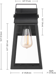 1-Light Outdoor Wall Sconce, Matte Black, Clear Glass Shade, Porch Light, Wall Lights for Living Room, Patio Decor, Apartment Essentials, Outside House Lights