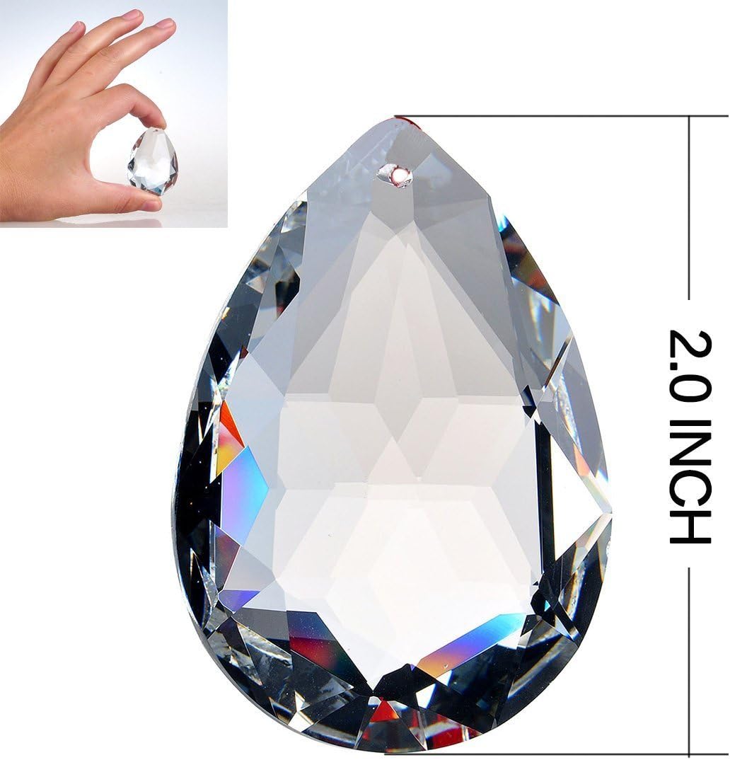 10 Pcs 50mm Clear Crystal Teardrop Pendants Chandelier Parts - Clear Crystal Teardrop Prisms Pendants 50mm Chandelier