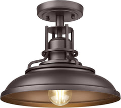 1-Light Semi Flush Mount Light Fixture, 12" Farmhouse Outdoor Ceiling Light for Hallway, Porch, Laundry, Foyer