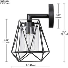 1-Light Outdoor/Indoor Wall Sconce, Black, Clear Glass Inner Shade 44300