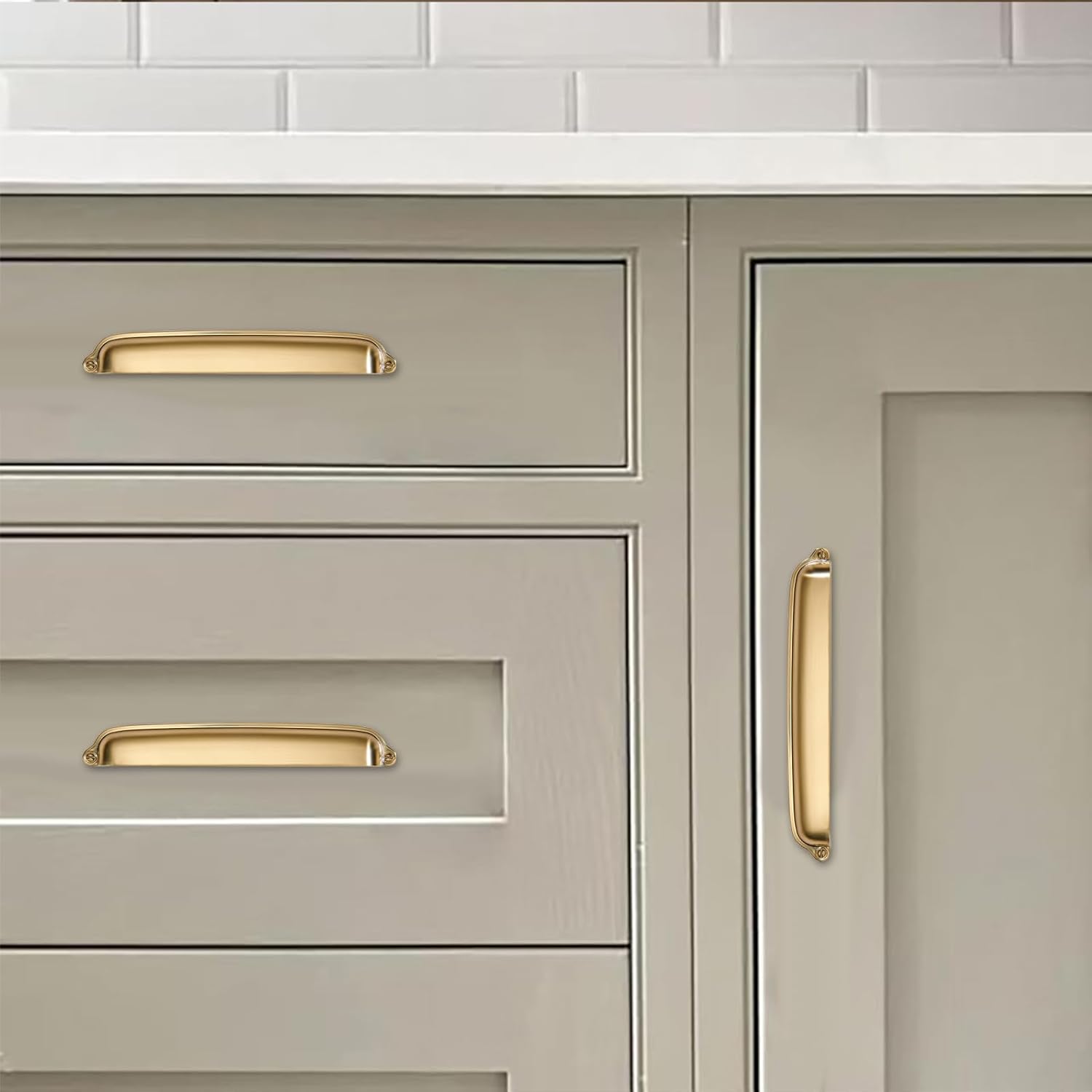 10 Pack Champagne Bronze Cup Pulls 3 Inch Center to Center - Cabinet & Drawer Handles Hardware