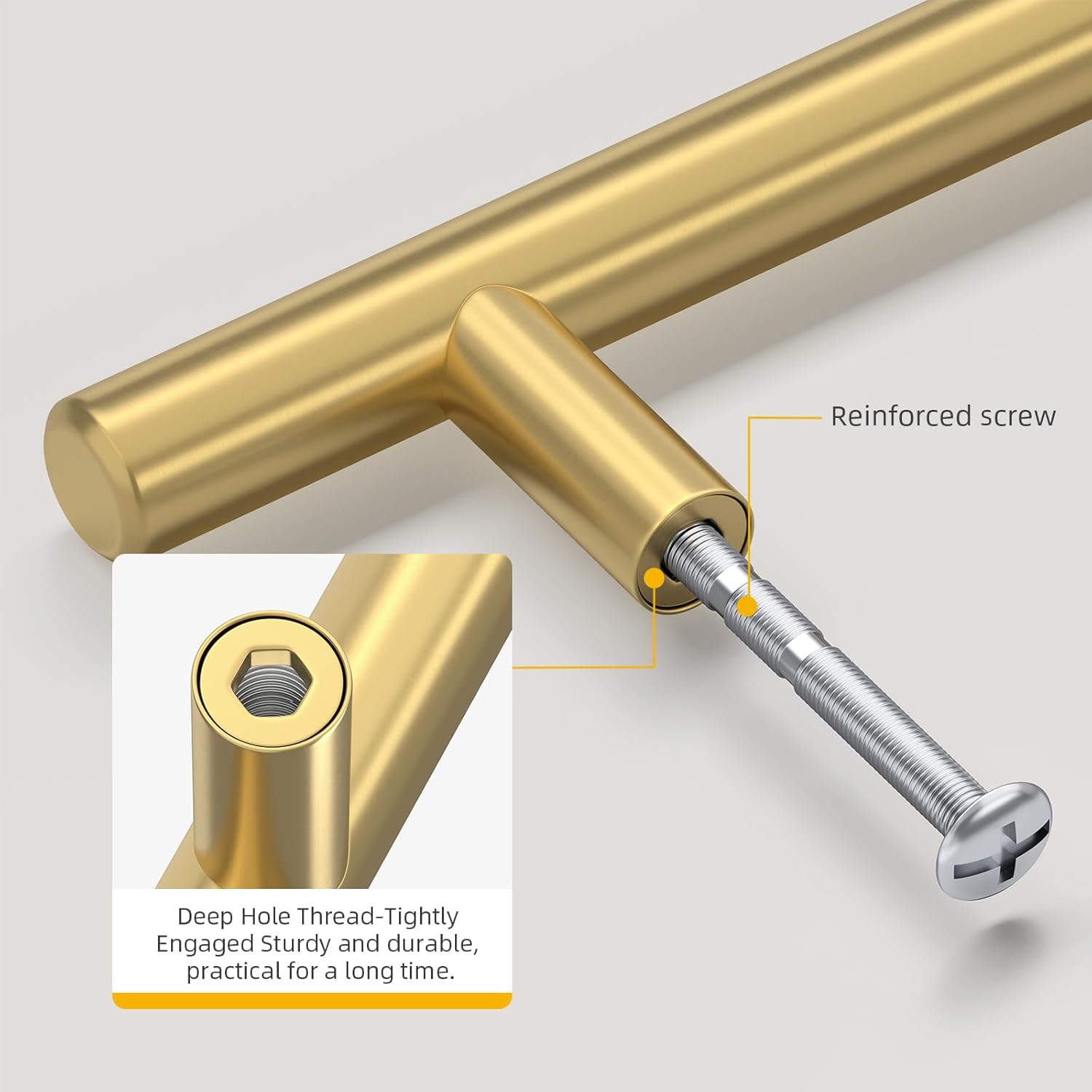 10 Pack 3 inch Gold Cabinet Handles Brushed Gold Cabinet Pulls Stainless Steel Drawer Pulls, Durable Kitchen Cabinet