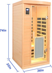 1 Person Low EMF FAR Infrared Sauna, Canadian Hemlock Home Saunas, 6 Heating Panels Personal Sauna Room,1460watt Indoor Saunas with LED Reading Lamp, LCD Display-Control, Bluetooth Speakers
