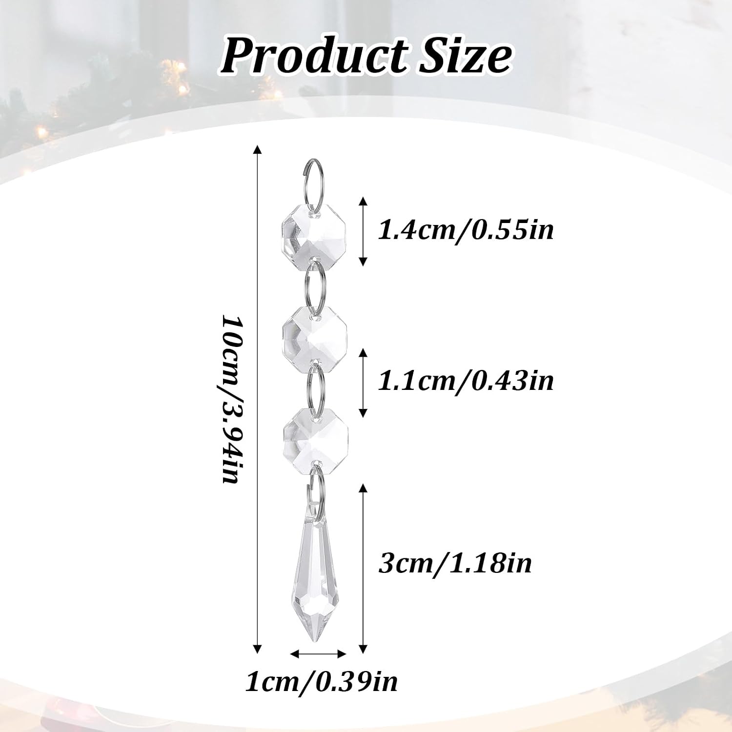 100 Pcs Acrylic Hanging Crystals for Centerpieces Icicle Chandelier Garland Beads Strands Ornaments Clear Teardrop