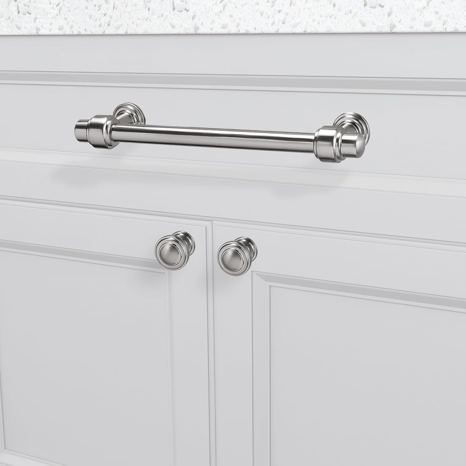 10 Pack Brushed Satin Nickel Kitchen Cabinet Knobs Solid Drawer Knobs Kitchen Cabinet Hardware Zinc Alloy Handles