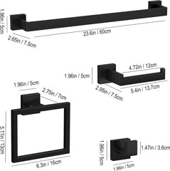 10-Pieces Matte Black Bathroom Accessories Set 23.6 Inch Towel Bar Set. | SUS 304 Stainless Steel Bathroom Hardware