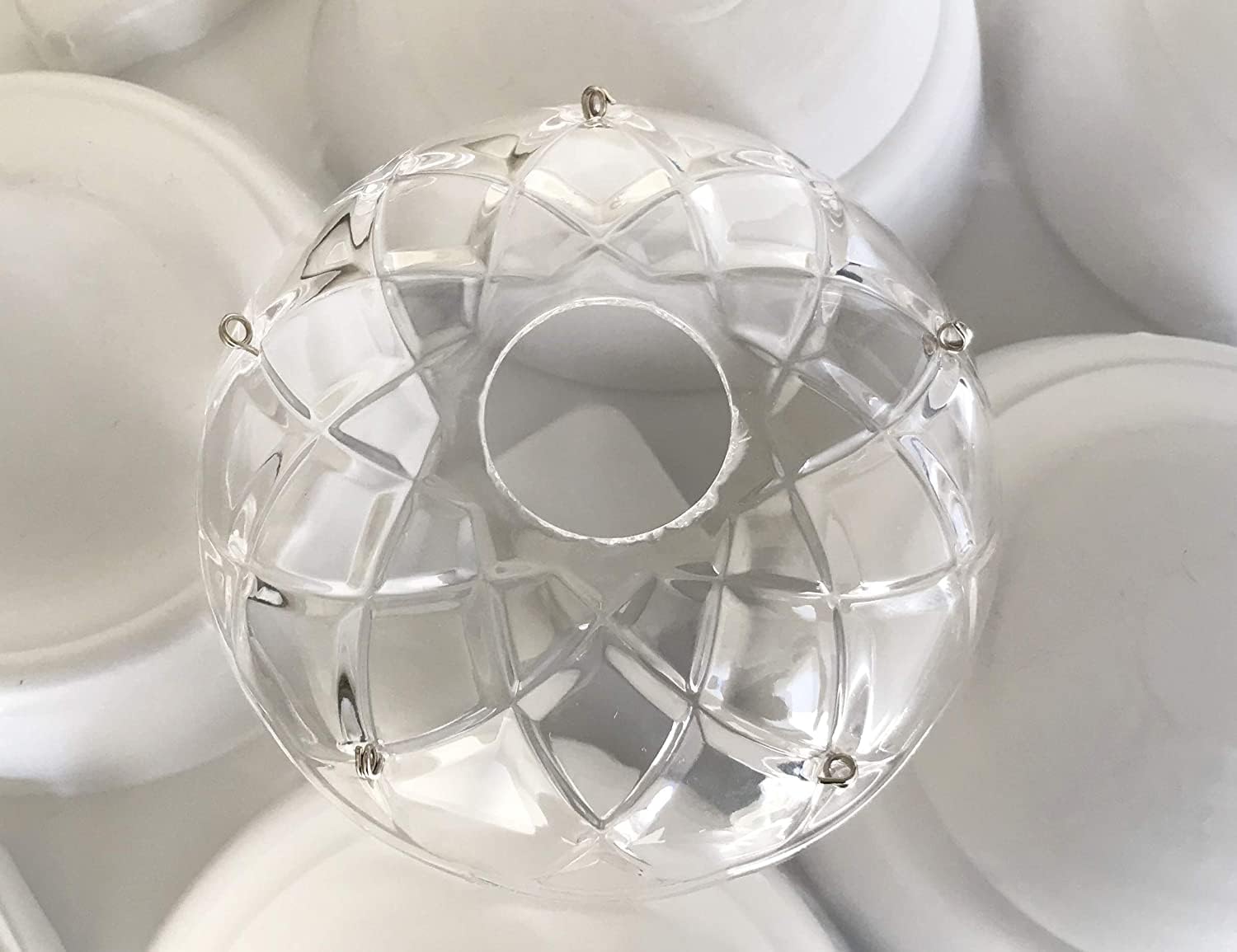 1 Piece - Clear 4-Inch, 5 Side Holes Asfour 30% Lead Crystal Bobeches for Chandelier with 5 U-Drops 38mm Silver Bowtie