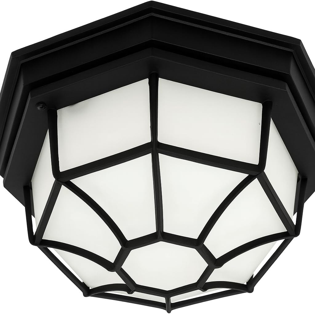 10.6" Octagonal Outdoor Flush Mount Ceiling Light, 13W 3000K 1250 Lumen Farmhouse Lantern
