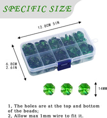 100 Pcs 14mm Green Octagon Crystal Beads Suncatcher Chandelier DIY