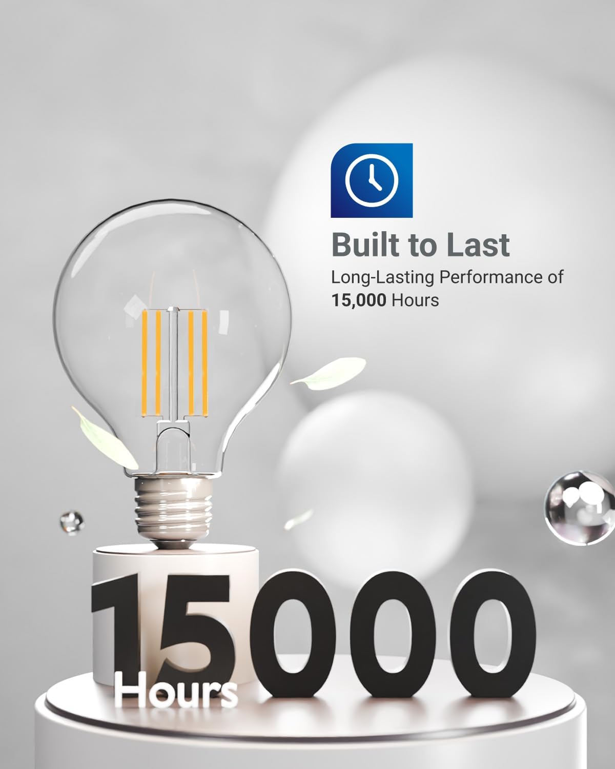 10 Pack G25 LED Light Bulbs, Filament Edison Globe, Vanity Lighting Bulb for Bathroom Bedroom, 500 LM, 5W (60W