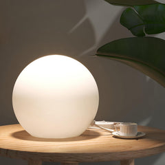 10 Inch Ball Table Lamp with Glass Shade, Ball Light Bookshelf Lamp and Bedroom Bookshelf Reading Decoration