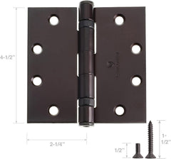 (3 Pack) Commercial-Grade 4-1/2" Full Mortise Ball-Bearing Door Hinges - Oil Rubbed Bronze