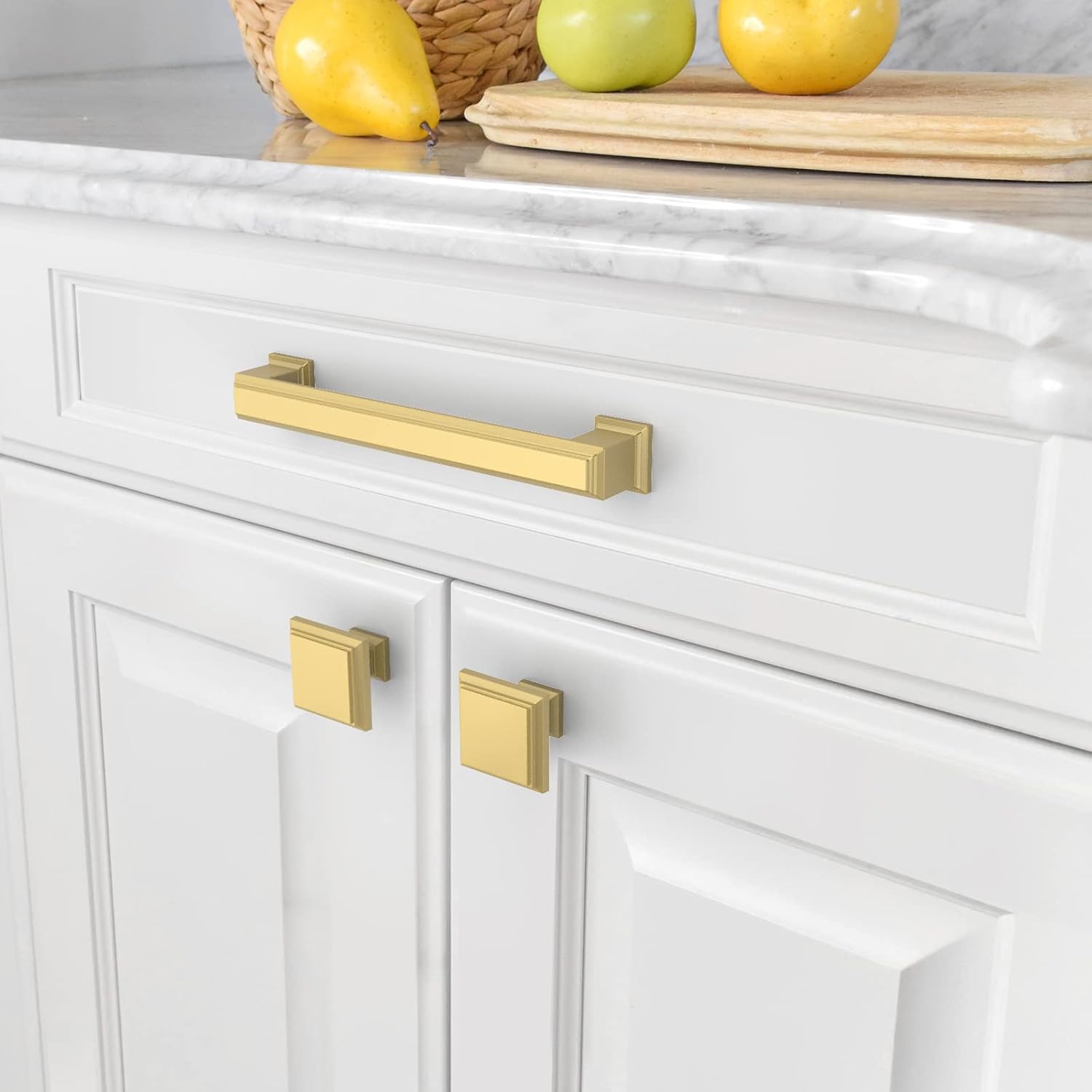 10 Pack 1.3 Inch(32MM) Gold Kitchen Cabinet Knobs Brushed Gold Drawer Knobsfor Dresser Drawers, Knobs and Pulls