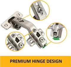 10-Pack Lazy Susan Cabinet Hinges, Full Overlay Concealed European Style for Outer Corner Door, 3D Adjustable Clip-On