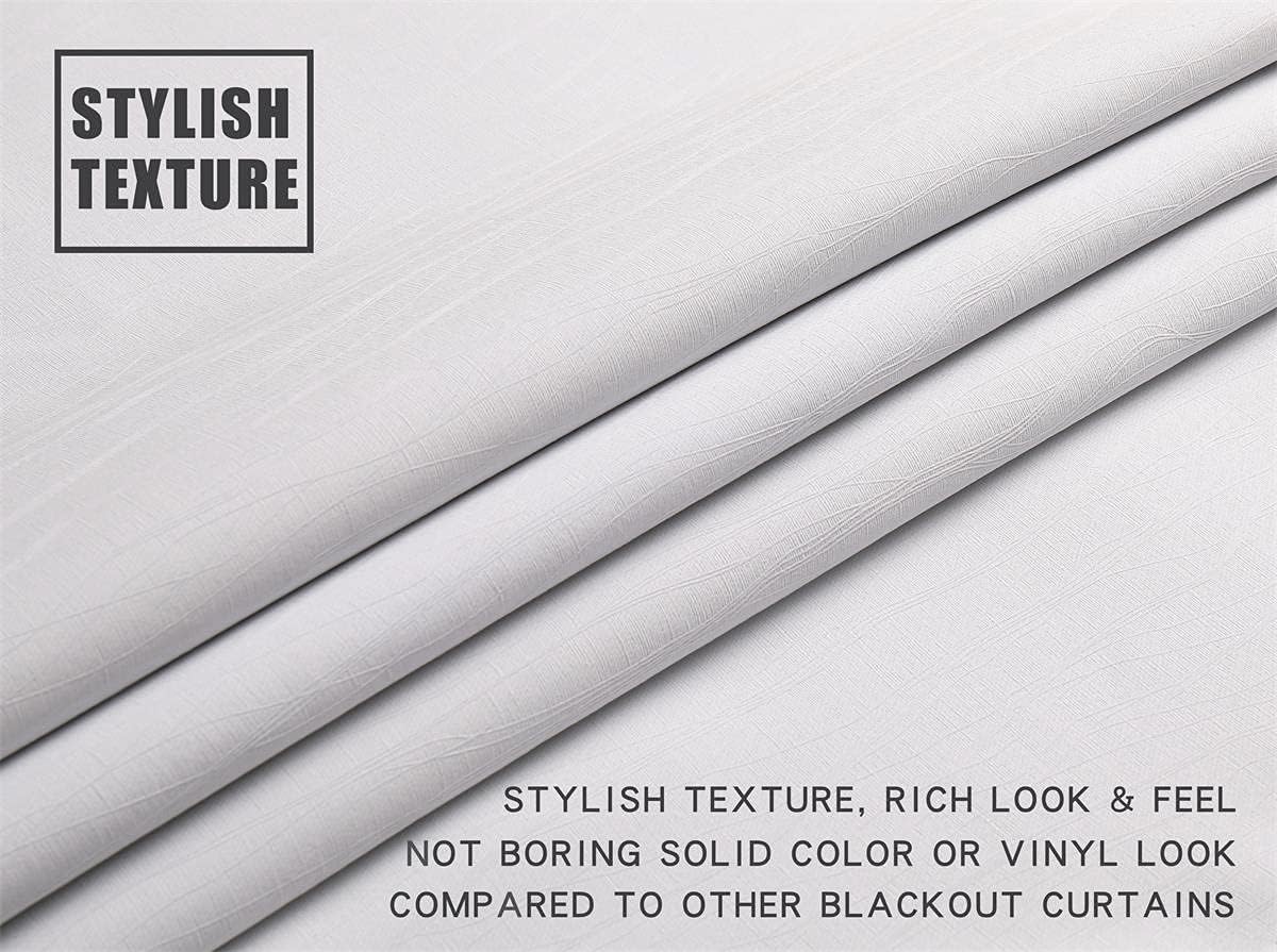 100% Blackout Curtains for Bedroom Living Room White Room Darkening Window Grommet Thermal Lined