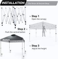 10' x 10' Pop Up Canopy Tent with Sand Weight Bag, Awing Freestanding Sun Shelter for Picnic and Camping - Gray