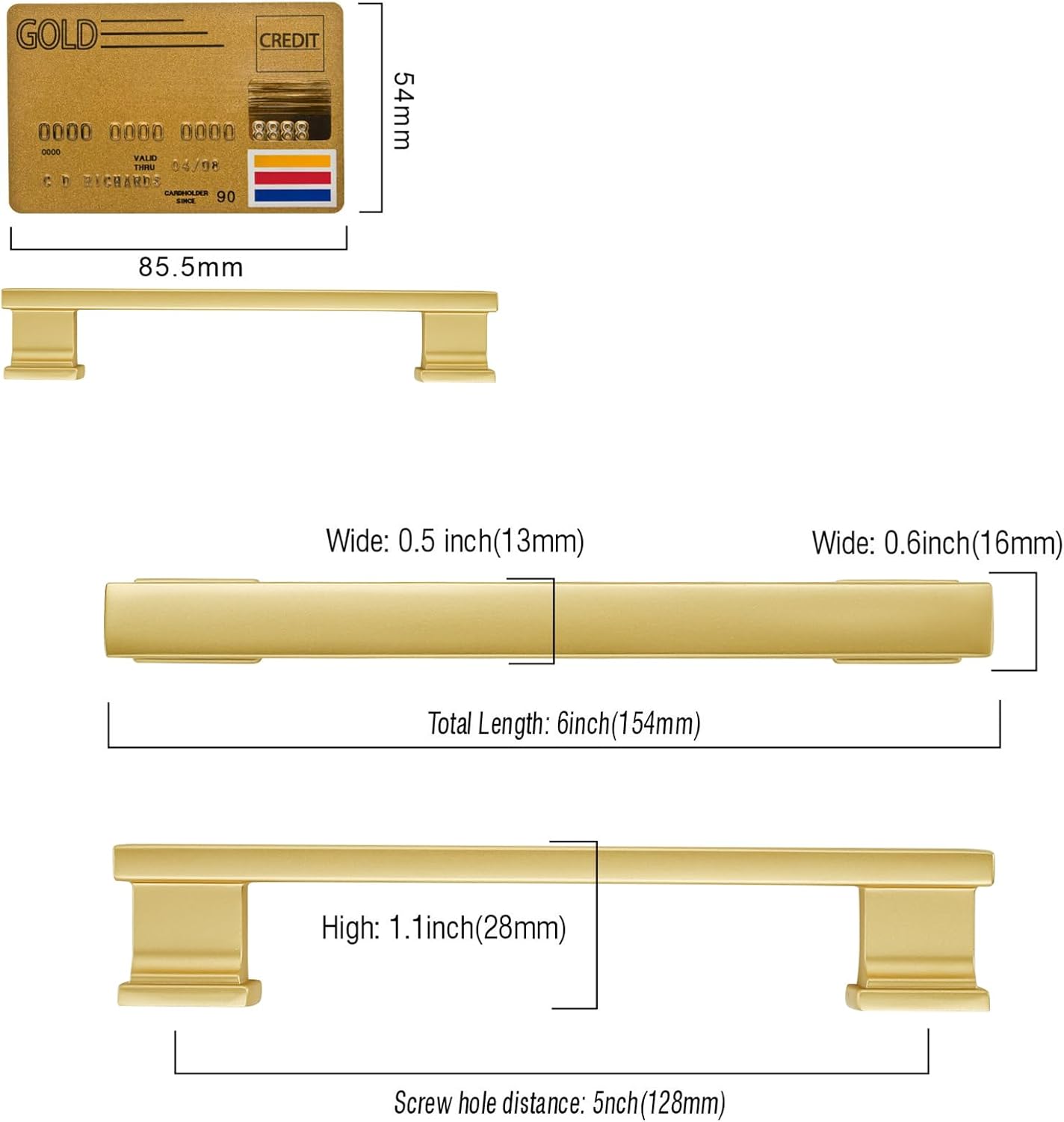 10 Pack Brushed Gold Cabinet Pulls 5 Inch(128mm) Hole Center Kitchen Cabient Hardware Gold Cabinet Handles Drawer Pulls