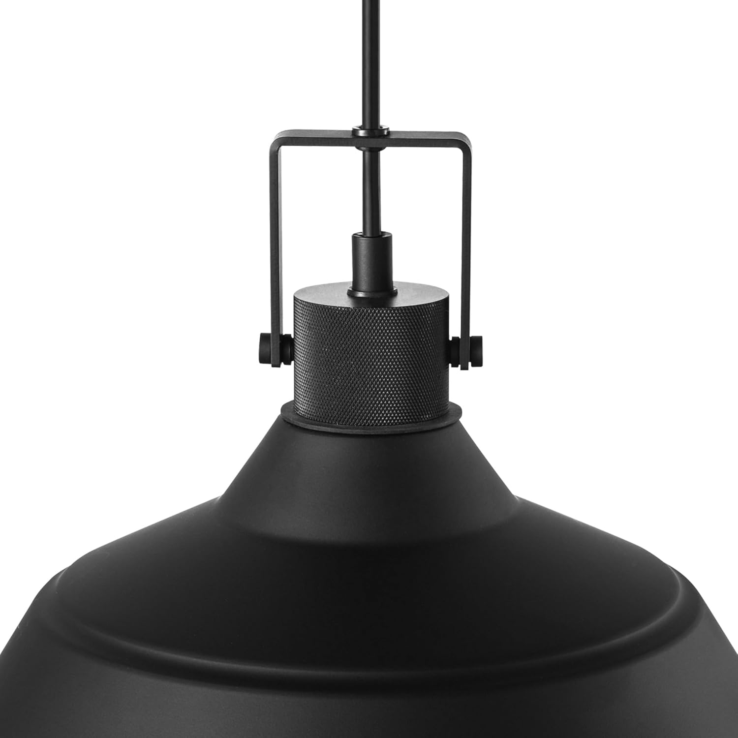 1-Light Indoor/Outdoor Pendant Light, Matte Black Finish, Textured Socket Detail, Adjustable Hanging Height, E26 Base