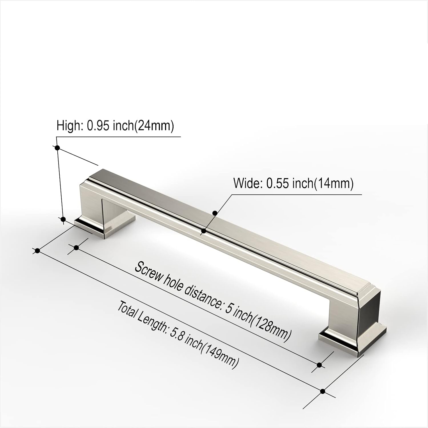 10 Pack Brushed Satin Nickel 5 Inch(128mm) Hole Centers Kitchen Cabinet Pulls Cabient Hardware Kitchen Handles for Cabinets Cupboard Handles Drawer Pulls