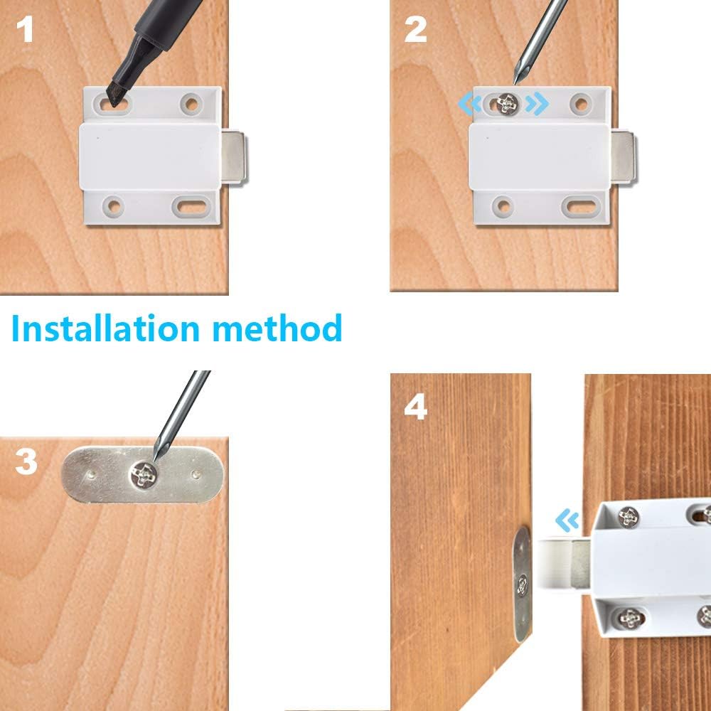 10 Pack Magnetic Push Latch Catch Push to Open Latch Pressure Touch Release Cabinet Catch for Doors Drawers Release
