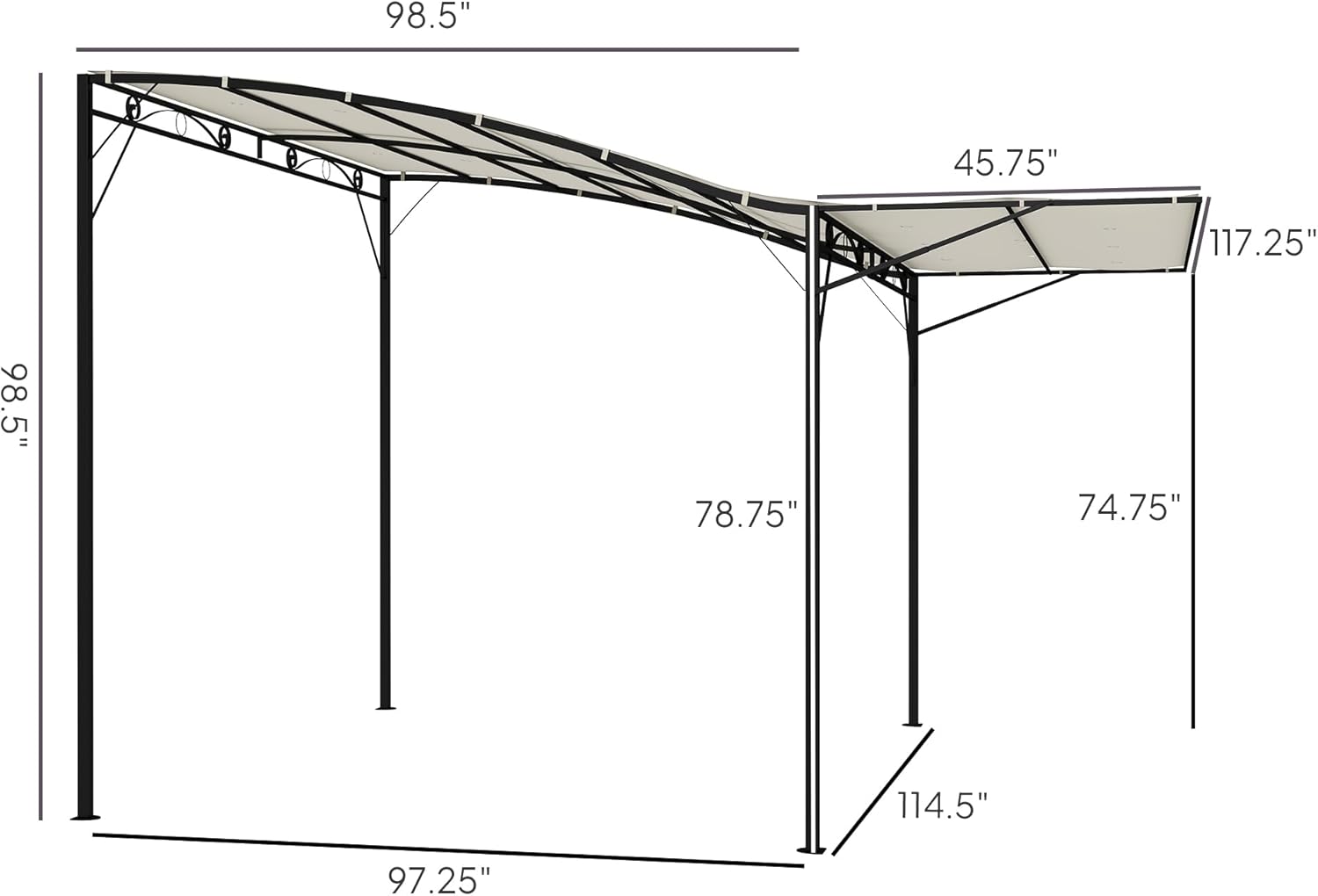 10' x 8' Outdoor Pergola and Patio Gazebo, Extendable Side Awning, Sun Shade Shelter, Camper, Deck, Doors and Windows