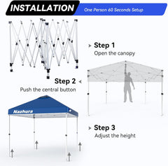10' x 10' Pop Up Canopy Tent with Sand Weight Bag, Freestanding Sun Shelter for Picnic and Camping