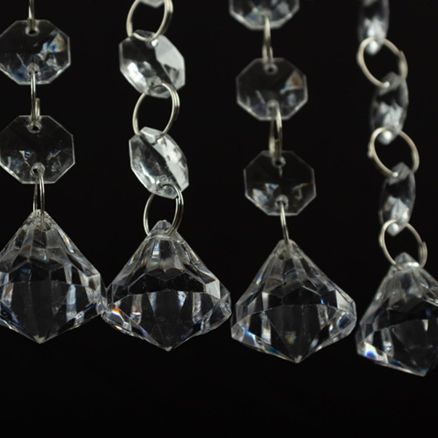 10 Pack 2ft Octagon Acrylic Crystal Beaded Garland Strands with Diamond Prism Pendant - 24" Hanging Chandelier Beads