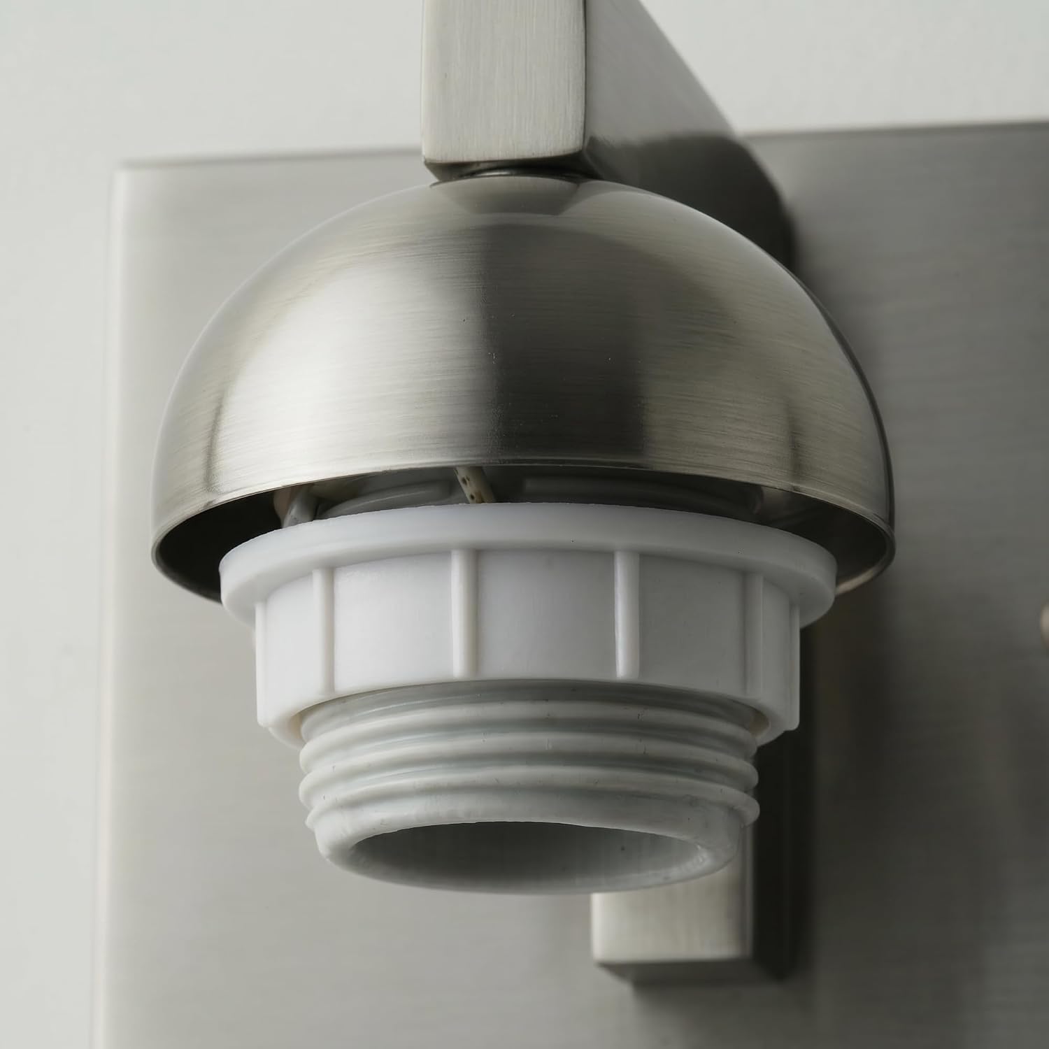 1-Light Brushed Nickel Bathroom Vanity Light with White Glass Shade | Over Mirror,Wall Sconce,ETL listed,Bathroom