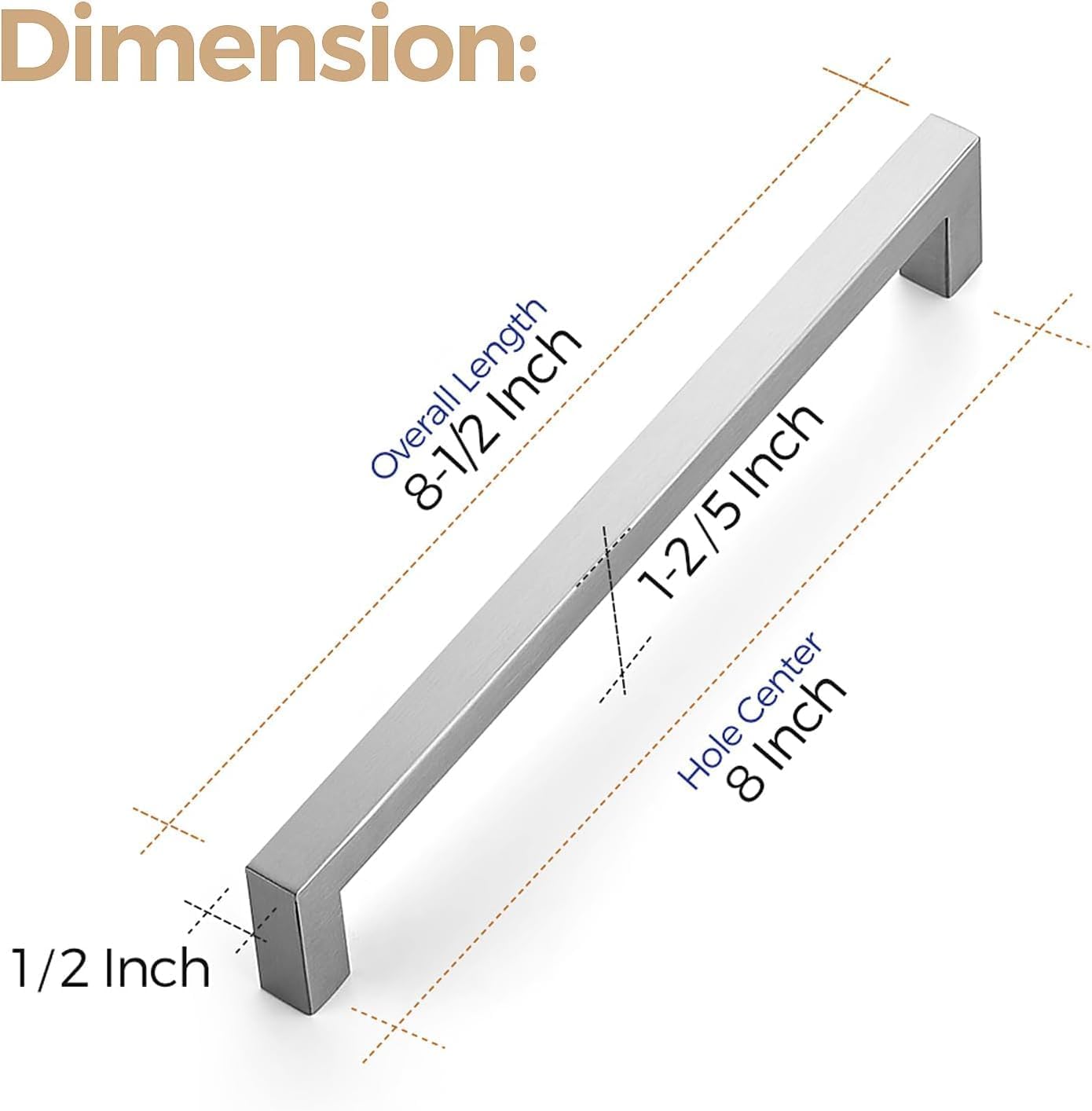 10 Pack 8 Inch Kitchen Square Cabinet Handles Satin Nickel Pulls Brushed Nickel Kitchen Cabinet Hardware Handles Drawer
