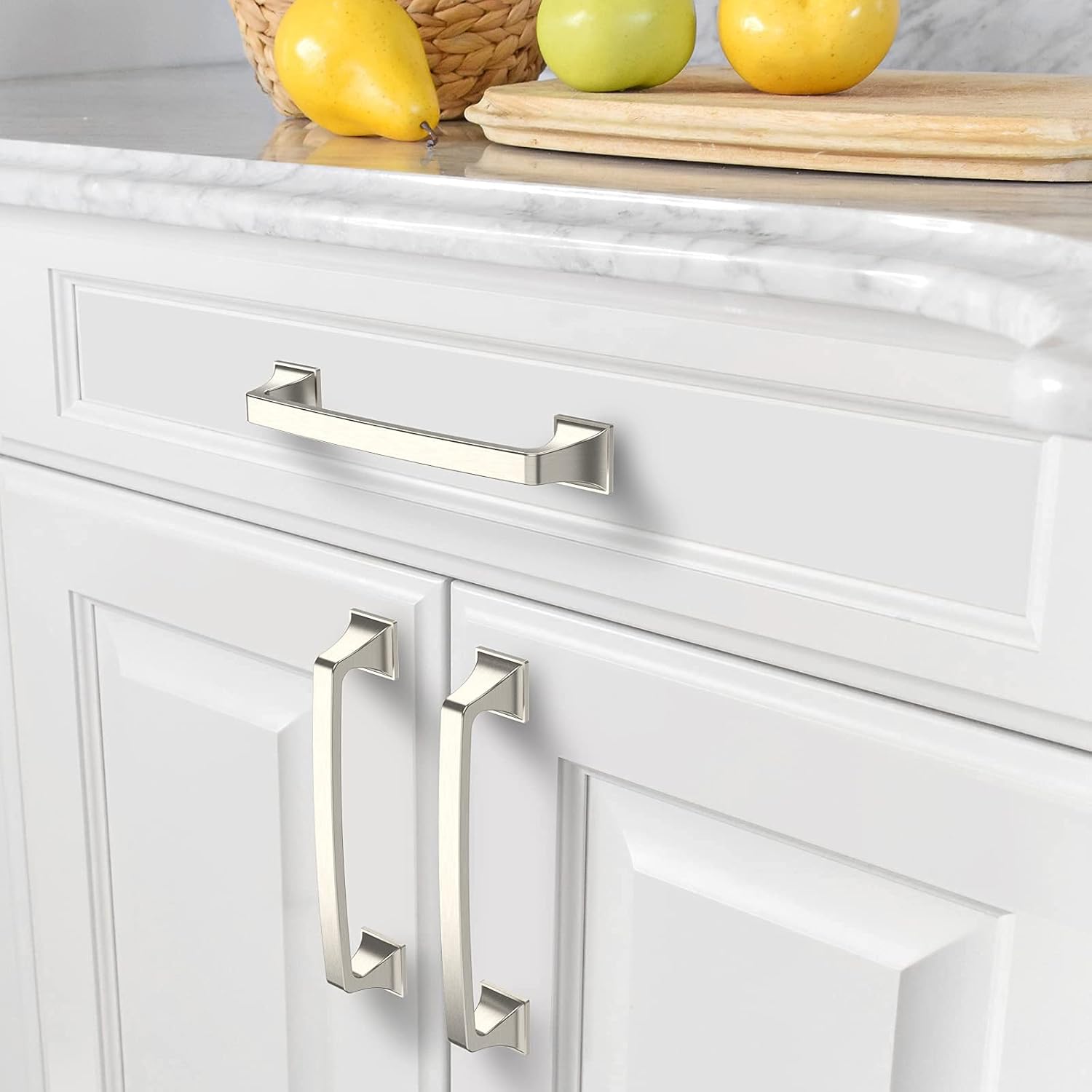 10 Pack Brushed Satin Nickel 5 Inch(128mm) Hole Centers Kitchen Cabinet Pulls Hardware Kitchen Handles for Cabinets