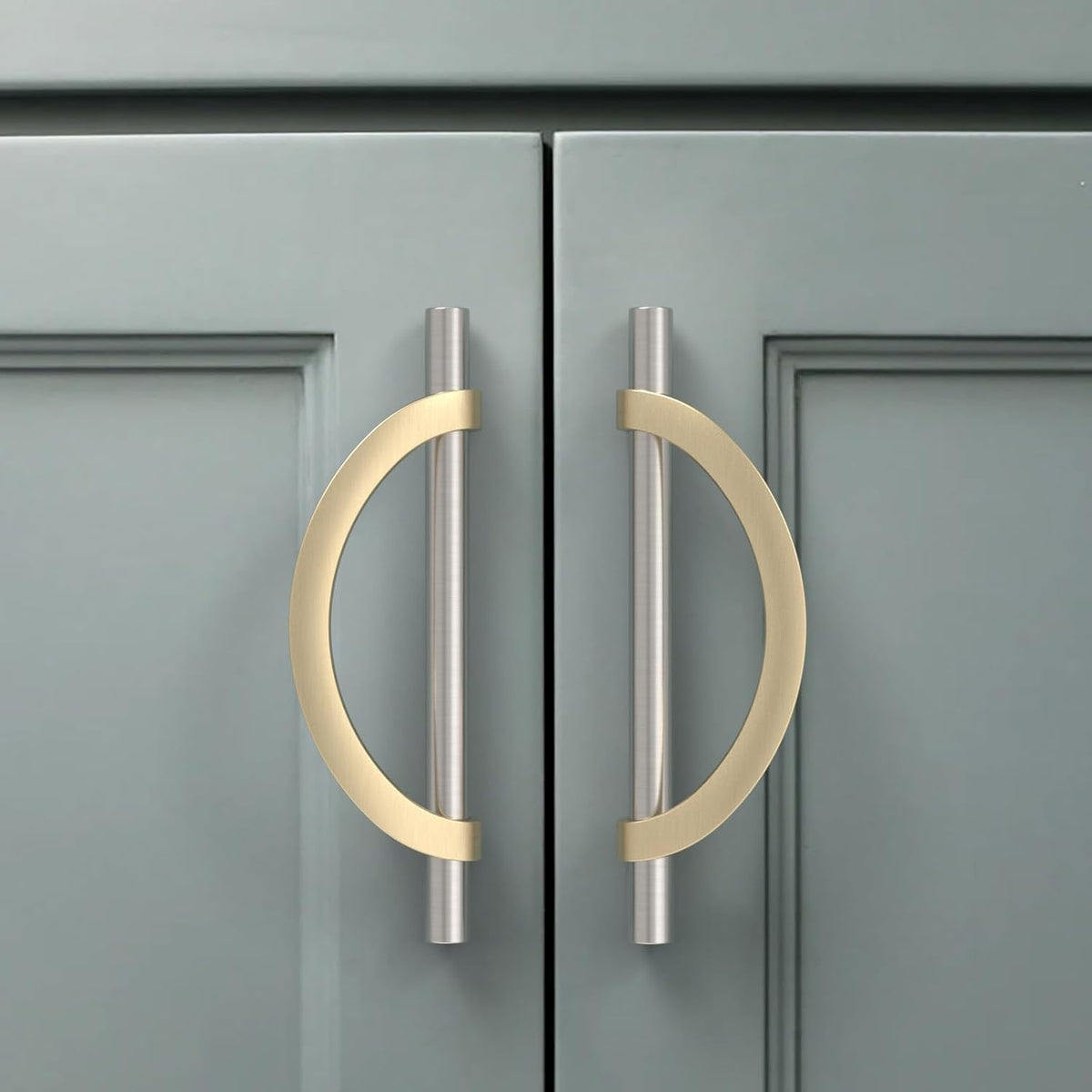 10 Pack Brushed Satin Nickel and Gold Cabinet Pulls 5 Inch(128MM) Hole Centers Kitchen Cabinet Handles Cabinet Hardware