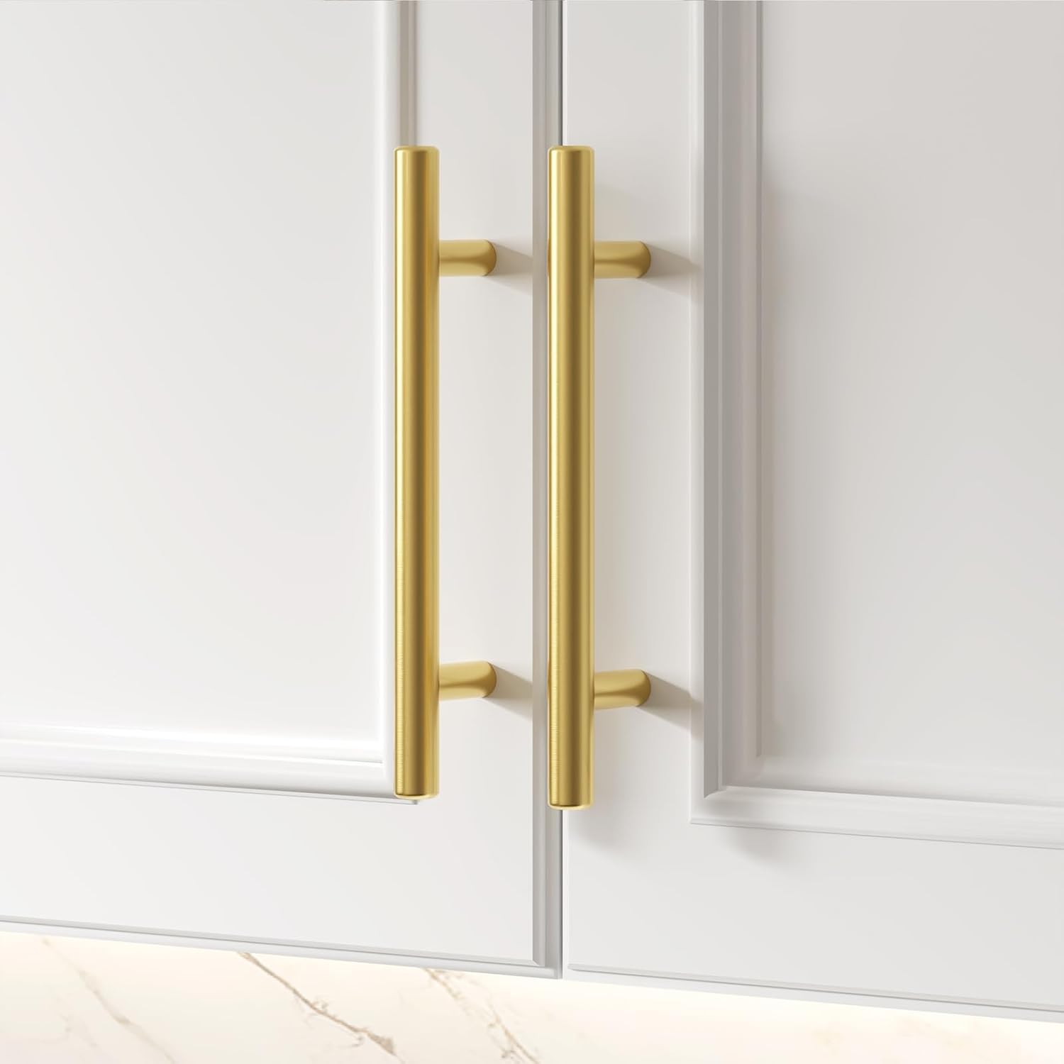 10 Pack 3 inch Gold Cabinet Handles Brushed Gold Cabinet Pulls Stainless Steel Drawer Pulls, Durable Kitchen Cabinet