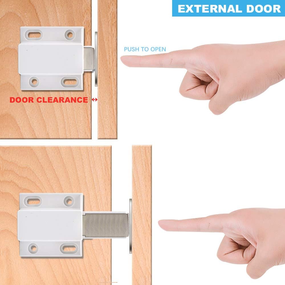10 Pack Magnetic Push Latch Catch Push to Open Latch Pressure Touch Release Cabinet Catch for Doors Drawers Release