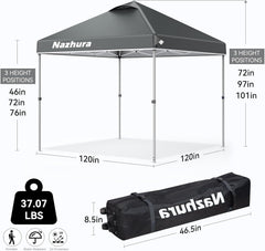 10' x 10' Pop Up Canopy Tent with Sand Weight Bag, Awing Freestanding Sun Shelter for Picnic and Camping - Gray