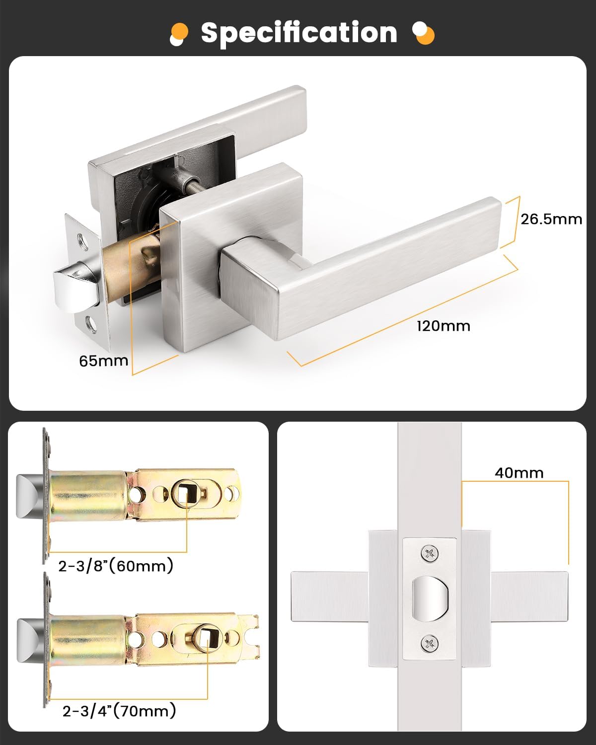 10 Pack Brushed Nickel Passage Door Levers Interior Door Handles, Heavy Duty Closet Hallway Door Knobs