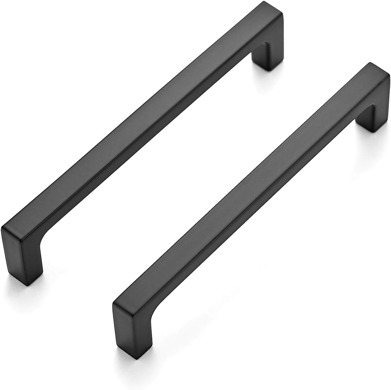 10 Pack 5 Inch Hole Centers Matte Black Cabinet Pulls Handles - Solid Drawer Pulls Kitchen Hardware - Flat Black Square