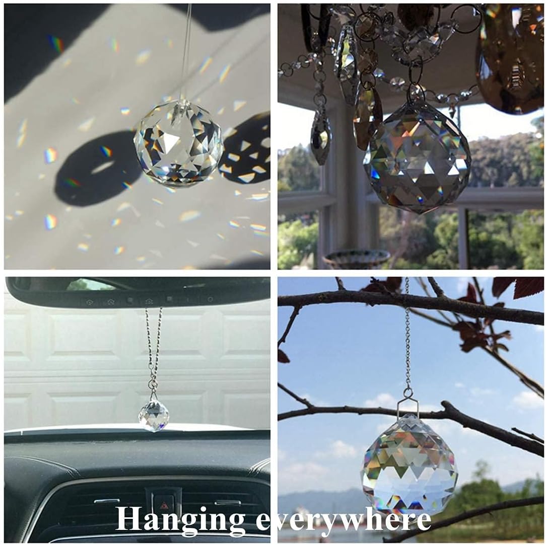 10 Pcs 30mm Clear Crystal Ball Prism Chandelier Ceiling Lamp Pendants Decor - Crystal Ball Prism Pendants 30mm Clear