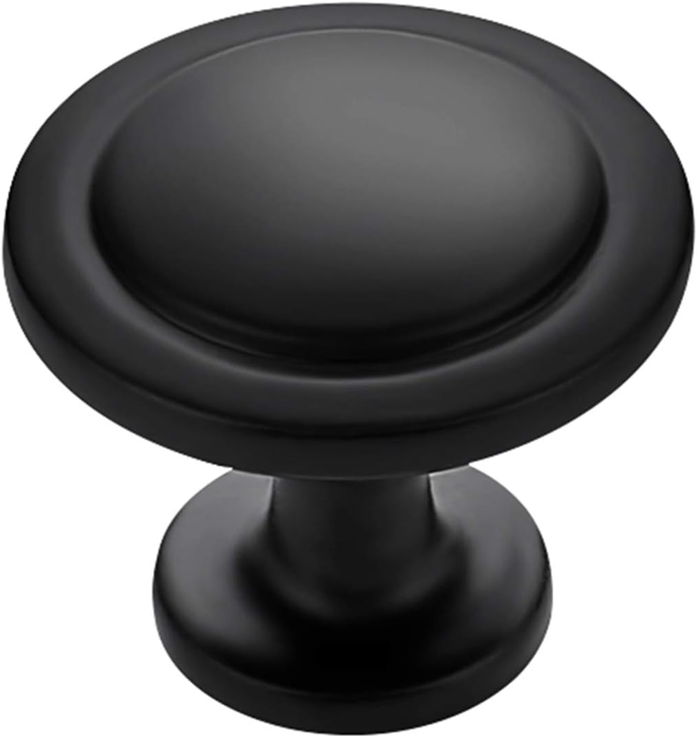 10 Pack 1-1/4 Inch Kitchen Cabinet Knobs Matte Black Zinc Pulls Door Handles Drawers