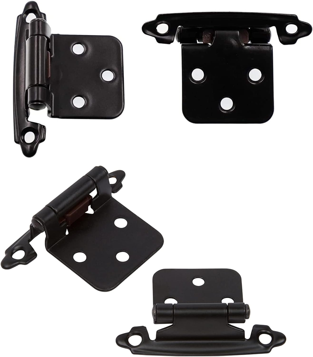 1/2" Overlay Matte Black Cabinet Hinges (5 Pair -10 Pcs) Self Closing Bath & Kitchen Cabinet Hinges Black Flush Mount