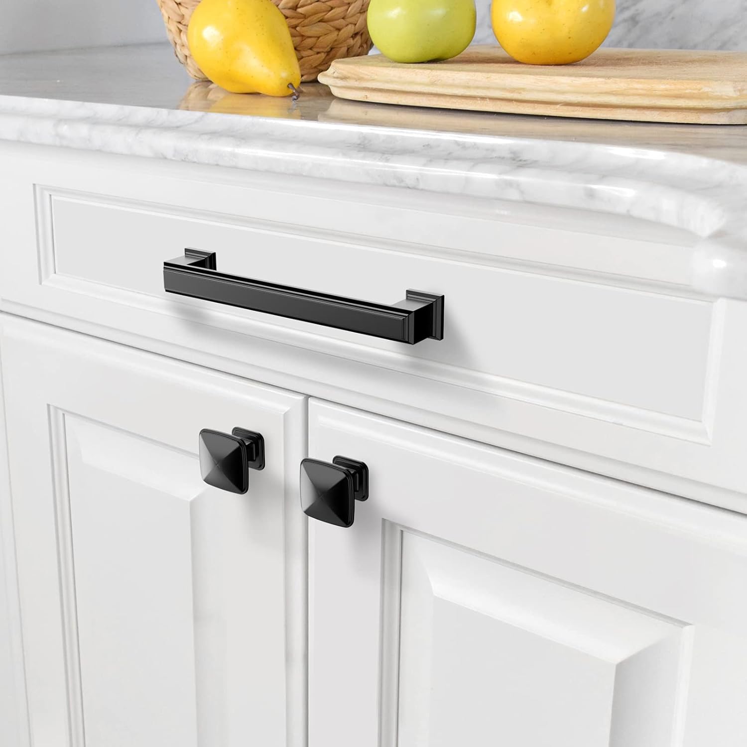 10 Pack Matte Black 5 Inch(128mm) Hole Centers Kitchen Cabinet Pulls Cabinet Hardware Kitchen Handles for Cabinets
