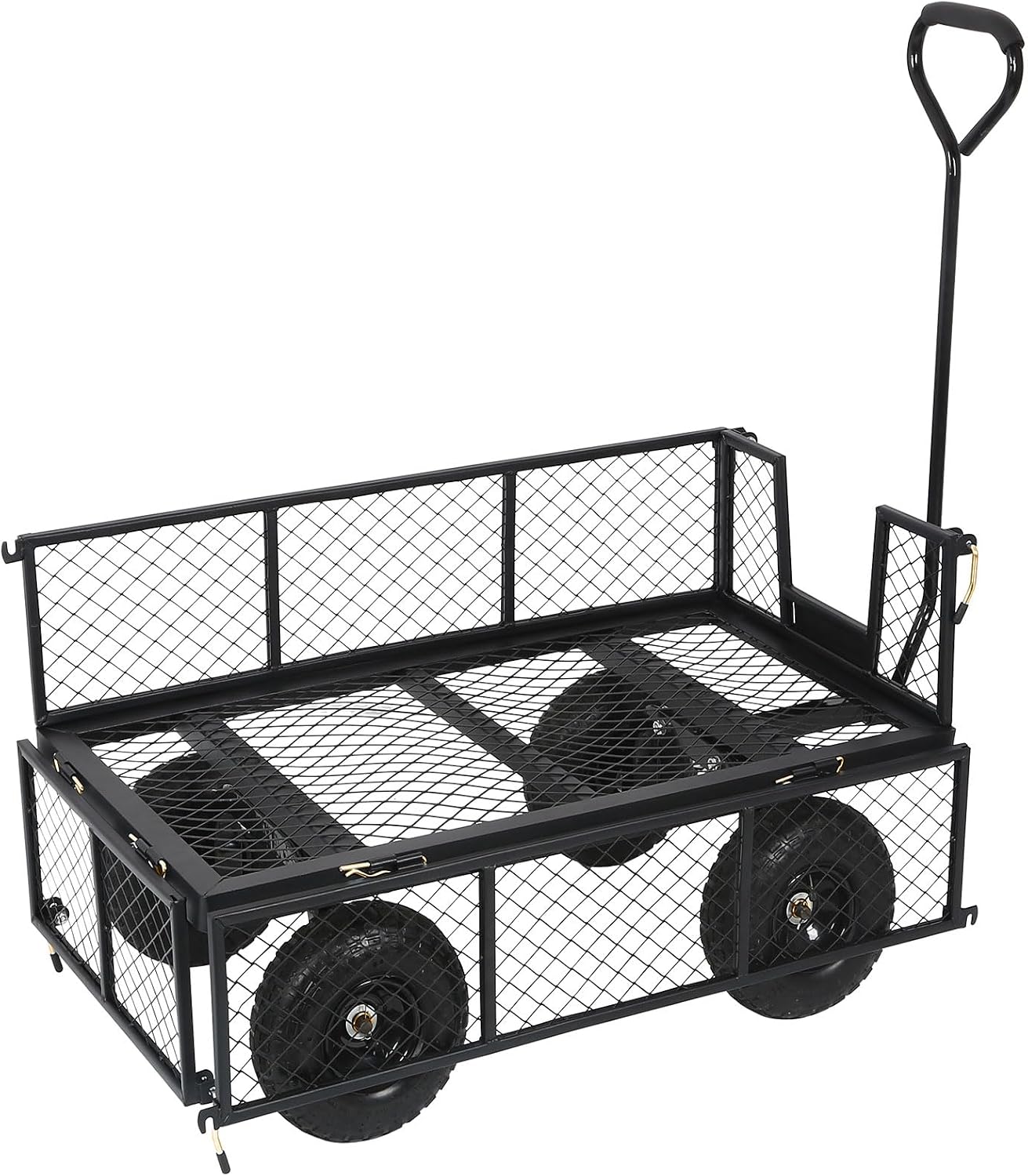 10" Flat Free Tires Heavy Duty Garden Cart with 180° Rotating Handle and Removable Sides, 4 Cu.Ft 400 lbs Capacity