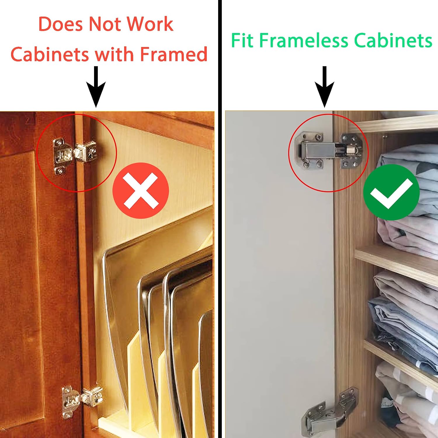 10-Pack Hidden Hinges Doors Frameless Cabinet Hinges Concealed Surface Mount Cabinet Hinges