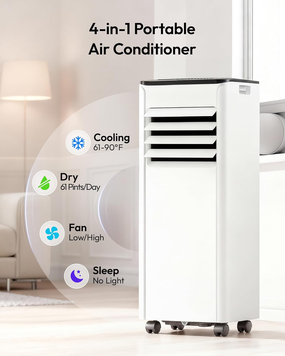 10,000 BTU Portable Air Conditioners, 4-in-1 Portable AC Unit Cools Up to 450 Sq.Ft