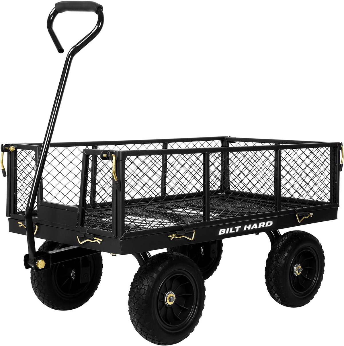 10" Flat Free Tires Heavy Duty Garden Cart with 180° Rotating Handle and Removable Sides, 4 Cu.Ft 400 lbs Capacity