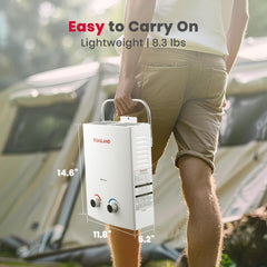 1.32 GPM Portable Gas Tankless Water Heater, Outdoor Propane Camping Water Heater, 5L, White, AS132