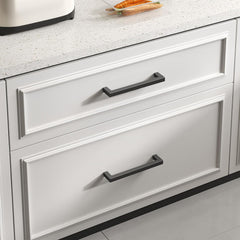 10 Pack 5 Inch Black Cabinet Handles Kitchen - Matte Black Drawer Pulls Stainless Steel - 128mm Cabinet Hardware Square