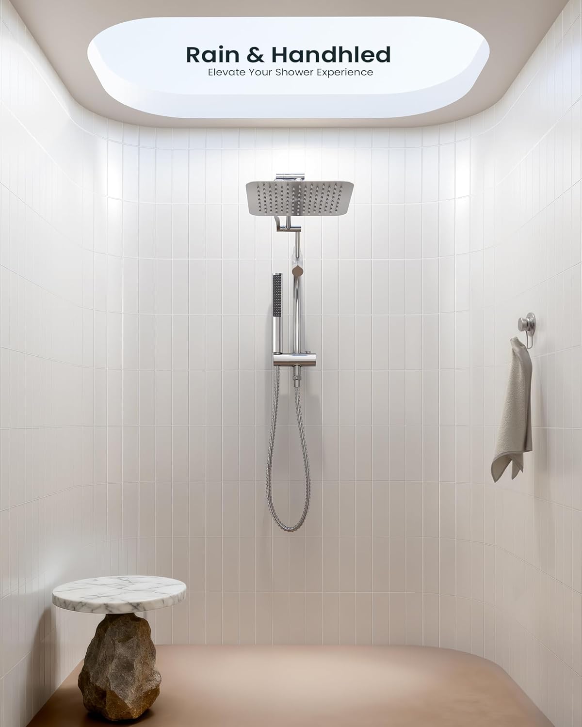 10" Luxurious Rain Shower Head with Handheld, High Pressure Rainfall Shower Heads wih Extension Arm