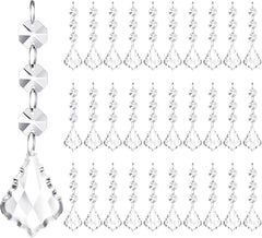 100 Pcs Hanging Crystals for Centerpieces Acrylic Chandelier Garland Beads Strands Prism Decorations Clear Teardrop